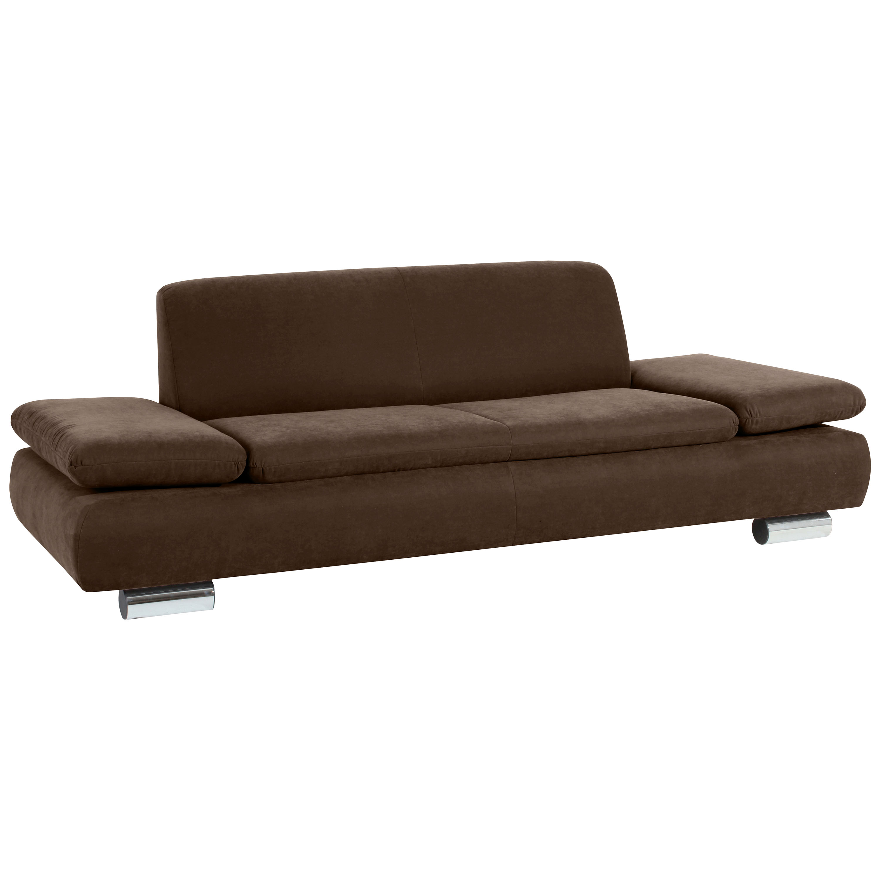 formschönes braunes 2,5-sitzer sofa mit verchromten metallfüssen