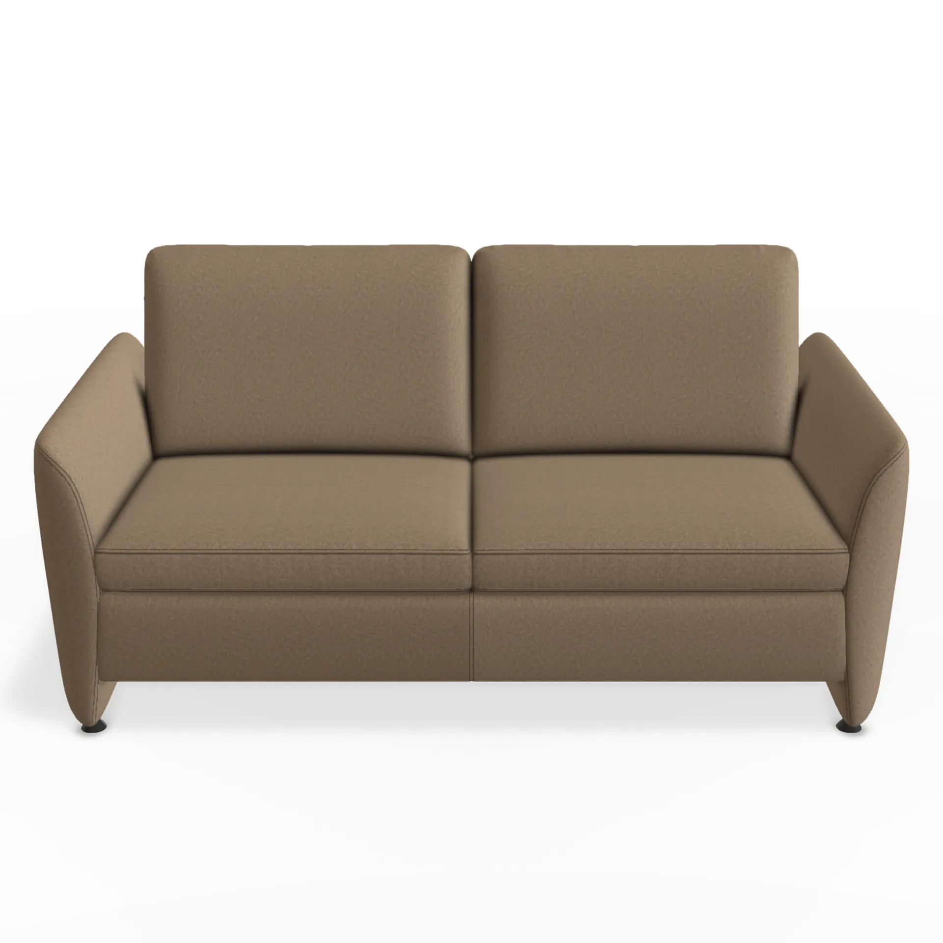 bodennahe Armlehne an diesem wunderschönen 2,5 sitzer sofa in braunem stoff