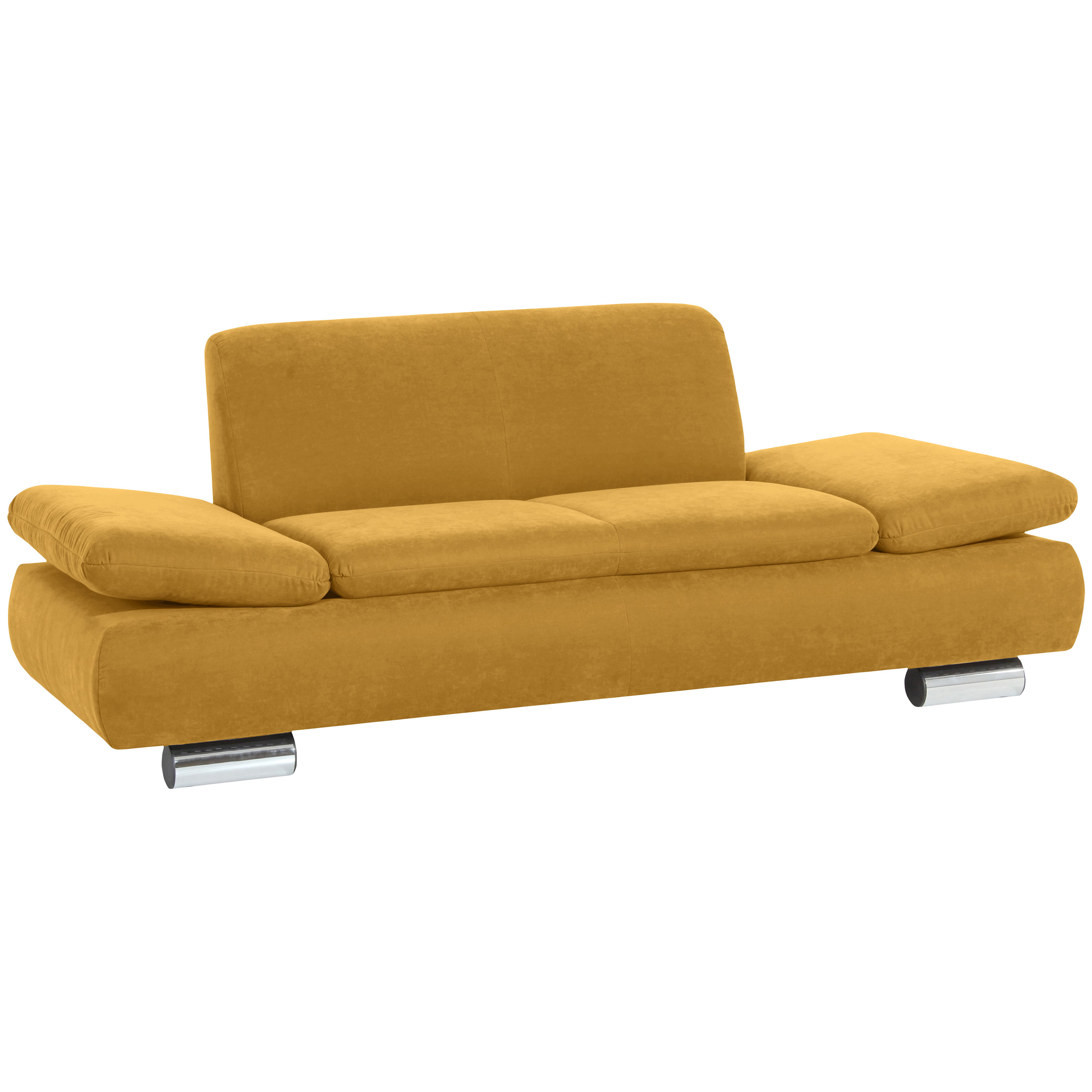 gemütliches 2-sitzer sofa im farbton mais mit verchromten metallfüssen