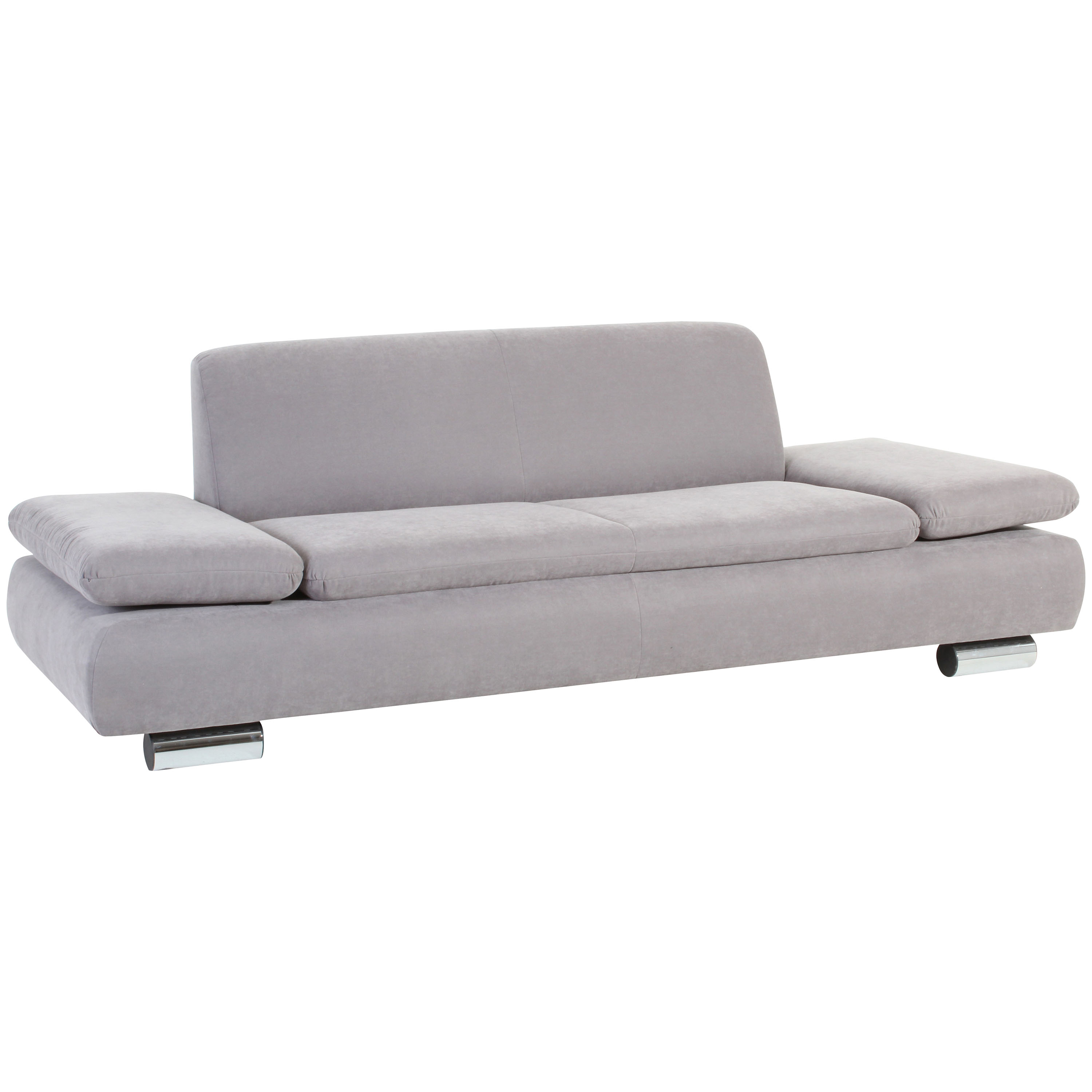 formschönes 2,5-sitzer sofa in silber mit verchromten metallfüssen
